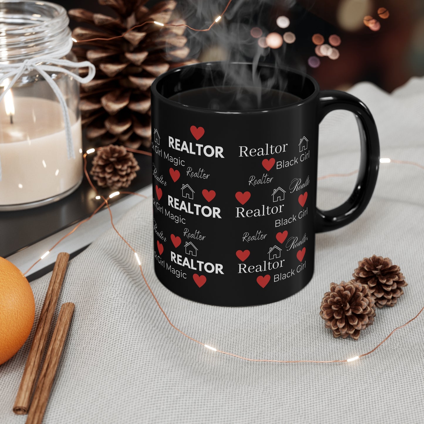 Black Girl Magic Realtor Love 11oz Black Mug